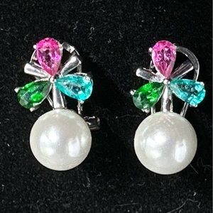 22.8 Carats Mixed Color Topaz Earrings in 925 Silver